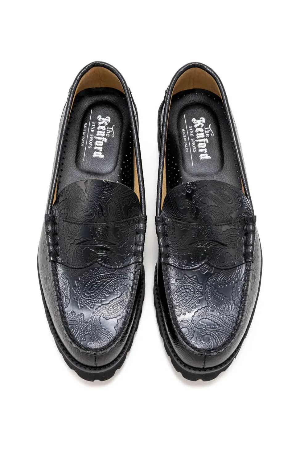 Hot Kenford Fine Shoes Men's Tank Sole Loafers - Black Paisley