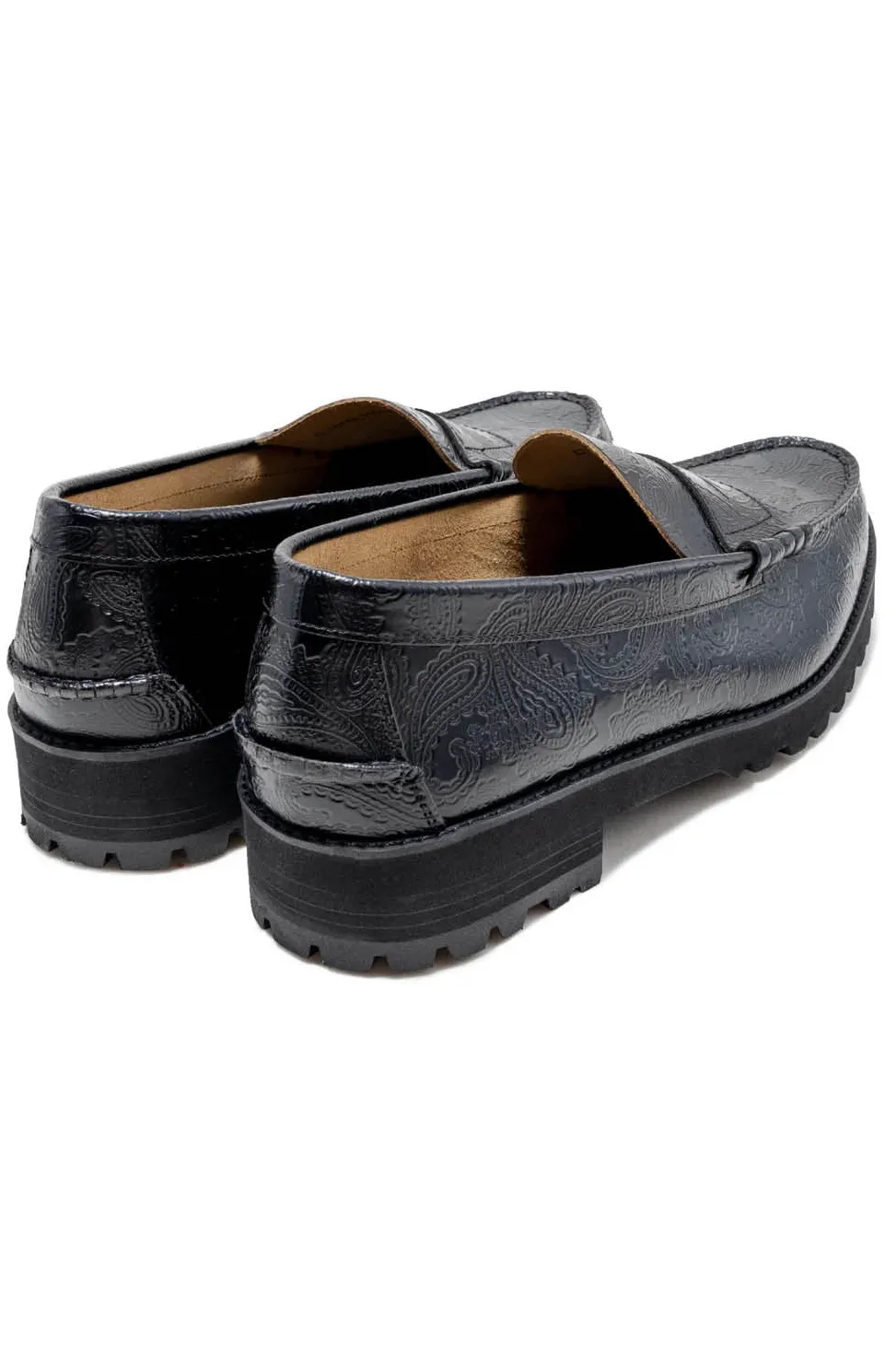 Hot Kenford Fine Shoes Men's Tank Sole Loafers - Black Paisley
