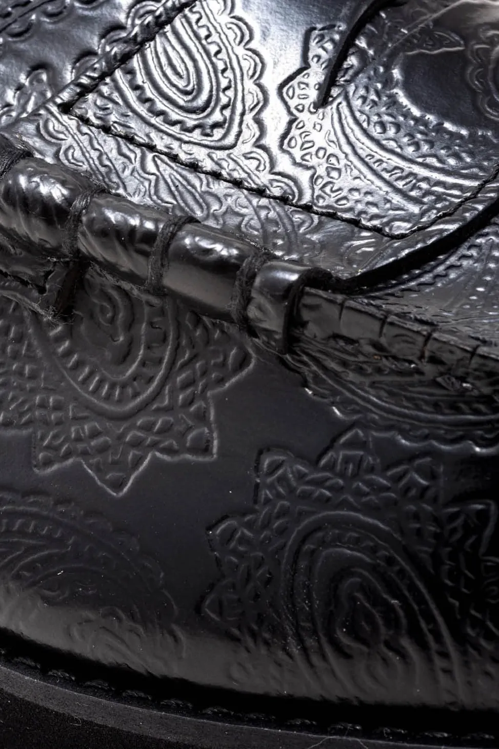 Hot Kenford Fine Shoes Men's Tank Sole Loafers - Black Paisley