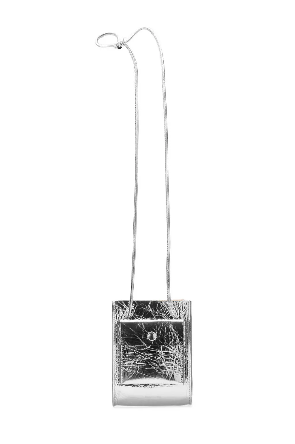 Hot MARROW LEATHER Metallic String Pouch - Silver