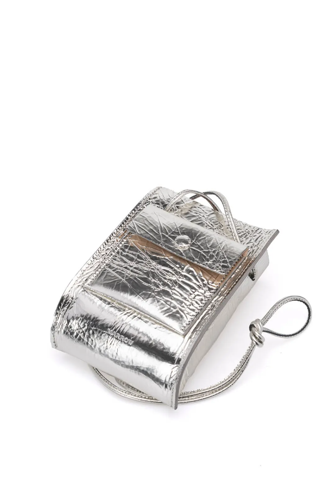 Hot MARROW LEATHER Metallic String Pouch - Silver