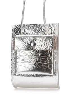 Hot MARROW LEATHER Metallic String Pouch - Silver