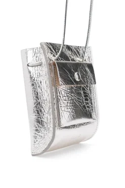 Hot MARROW LEATHER Metallic String Pouch - Silver