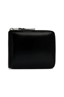 Online Comme Des Garcons Wallets Mirror Inside Zip Around Wallet - Black x Silver