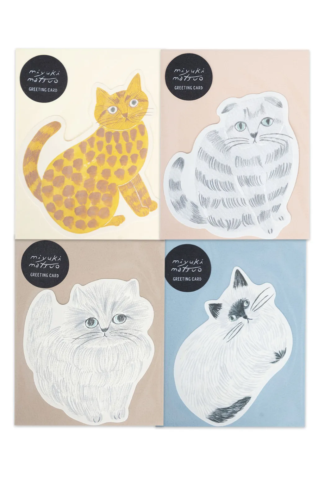 Clearance Mino Washi Miyuki Matsubara Cat Greeting Cards 4 Choices