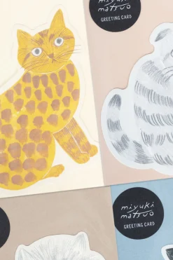 Clearance Mino Washi Miyuki Matsubara Cat Greeting Cards 4 Choices