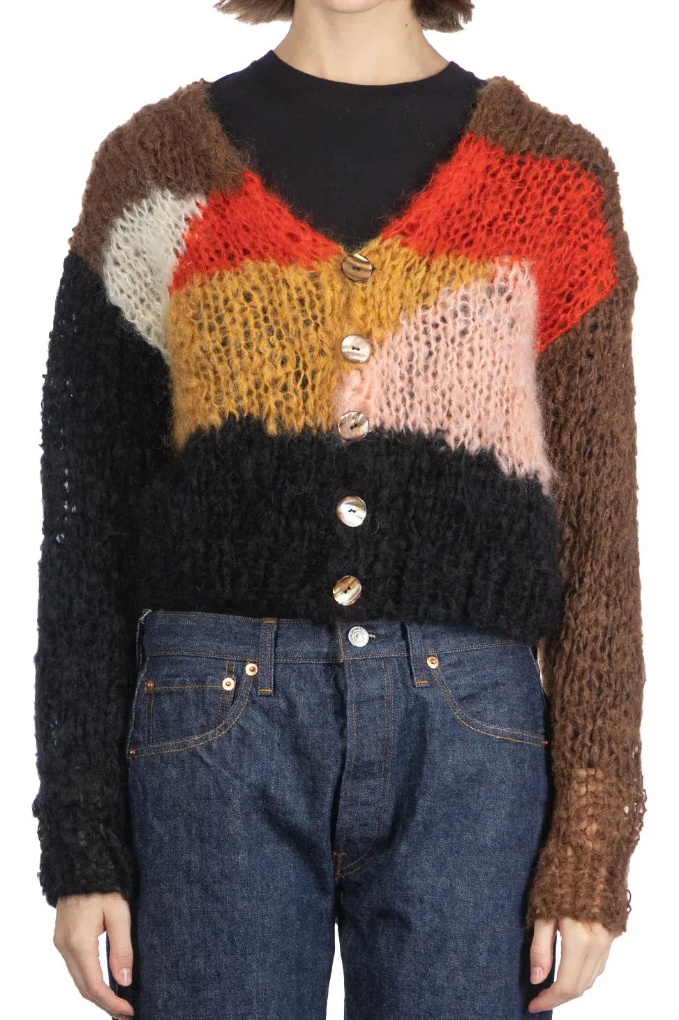 Clearance UNUSED Mohair and Wool Cardigan - Women - Brown Multi