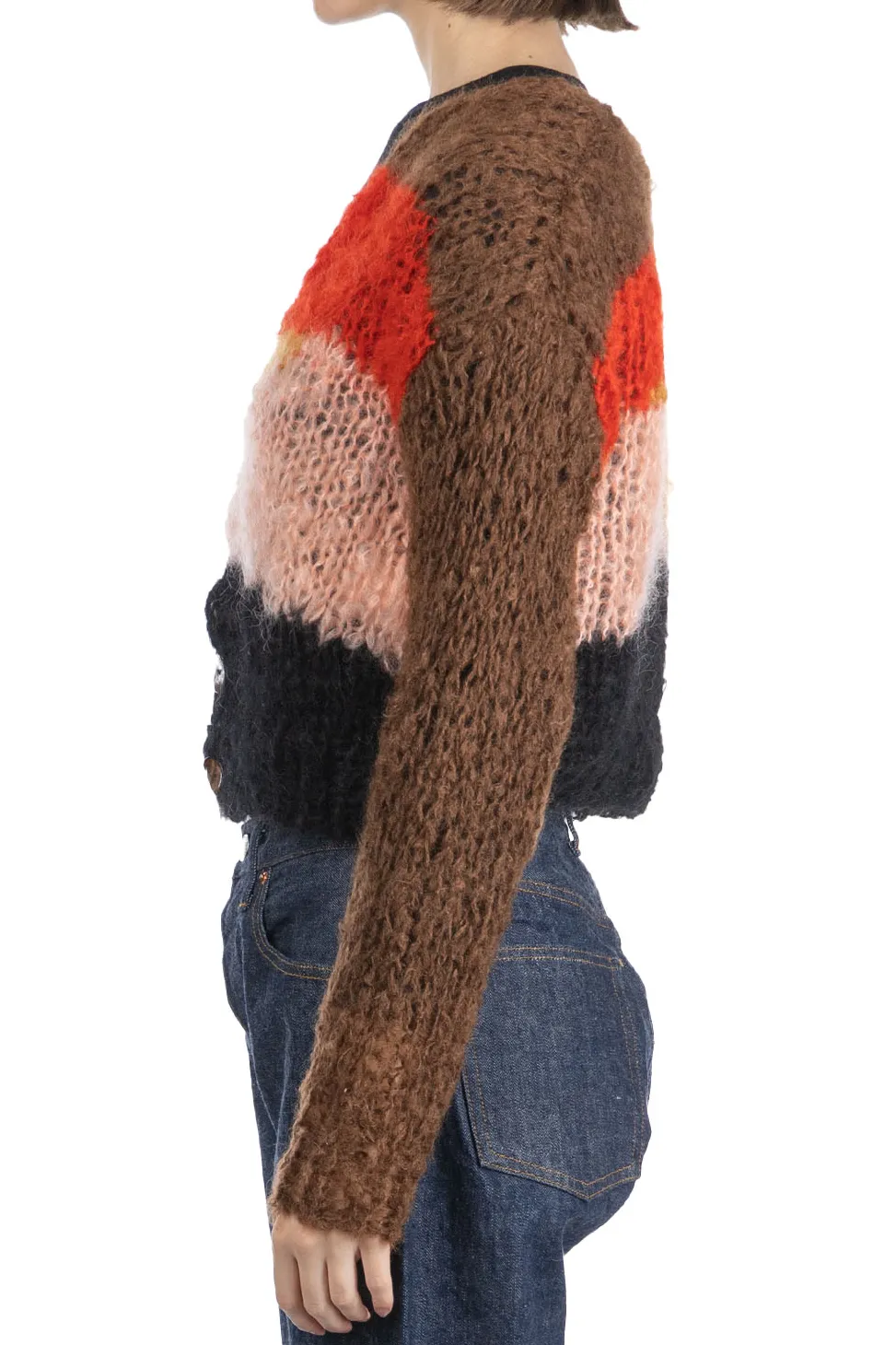 Clearance UNUSED Mohair and Wool Cardigan - Women - Brown Multi