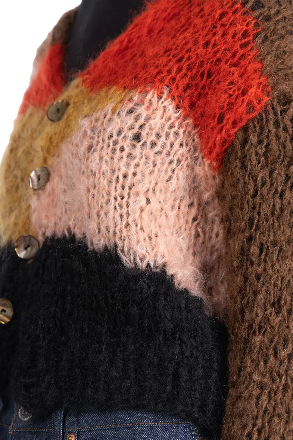 Clearance UNUSED Mohair and Wool Cardigan - Women - Brown Multi