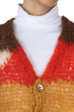 New UNUSED Mohair and Wool Cardigan - Men - Brown Multi