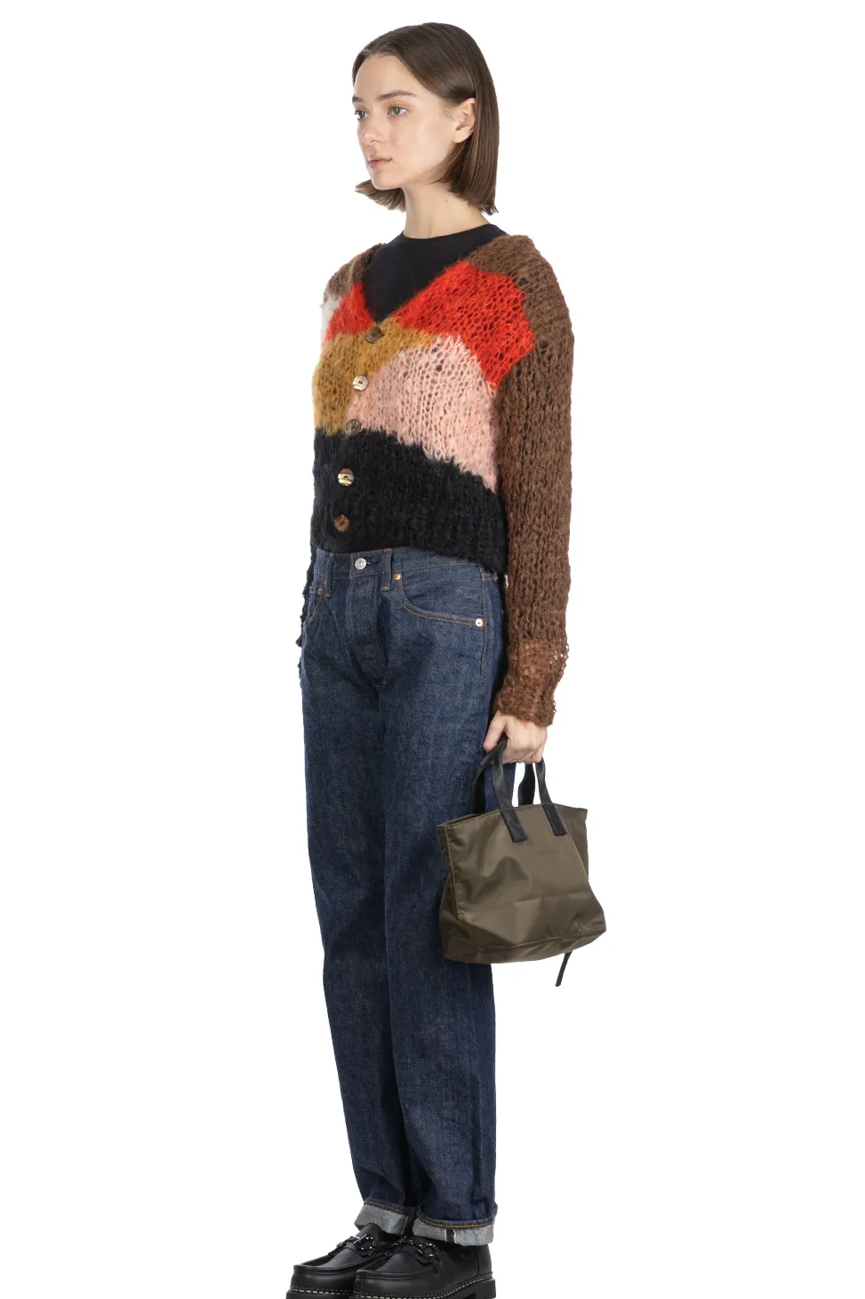 Clearance UNUSED Mohair and Wool Cardigan - Women - Brown Multi