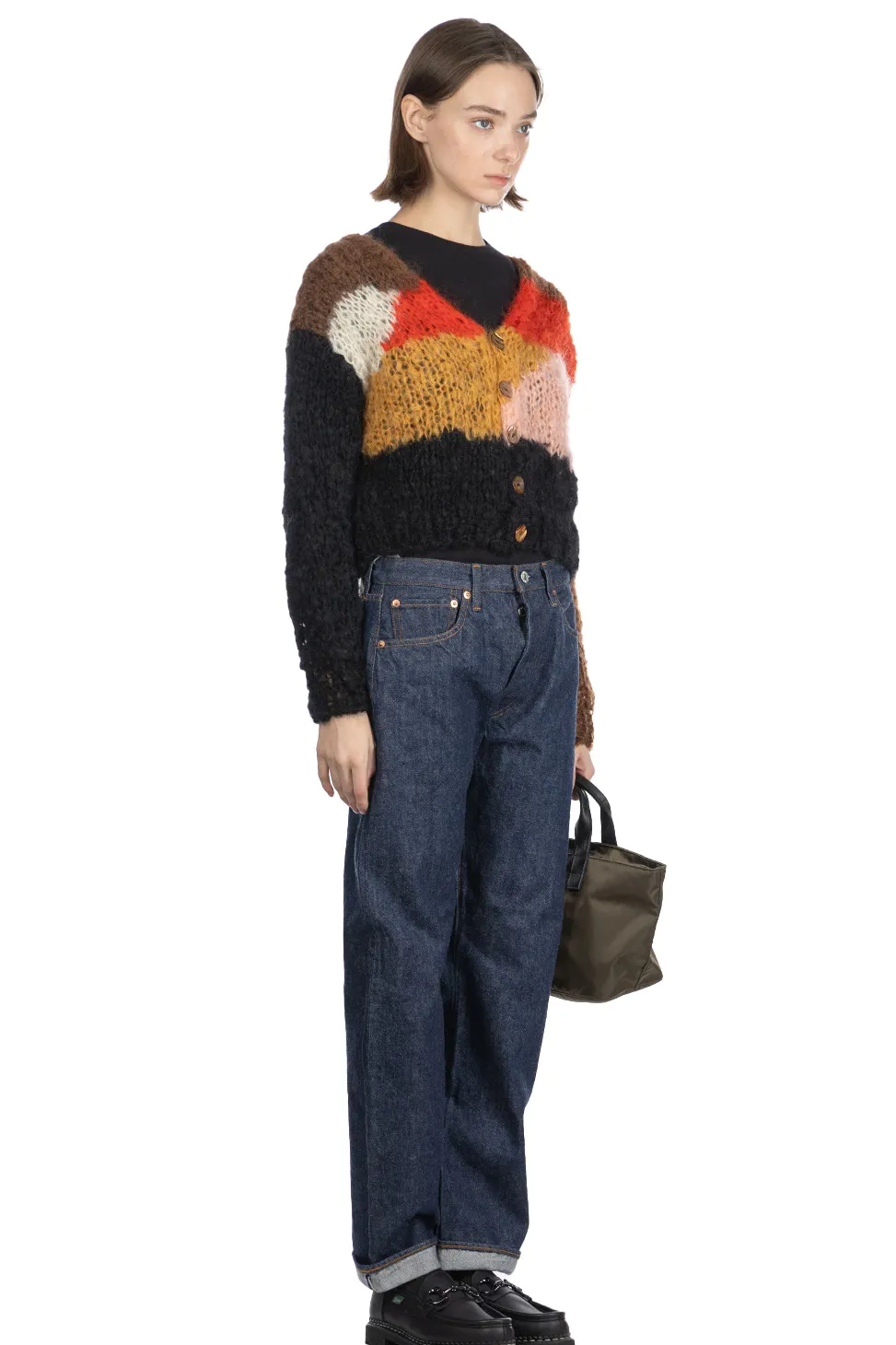 Clearance UNUSED Mohair and Wool Cardigan - Women - Brown Multi