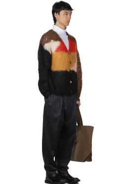 New UNUSED Mohair and Wool Cardigan - Men - Brown Multi