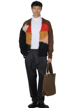 New UNUSED Mohair and Wool Cardigan - Men - Brown Multi