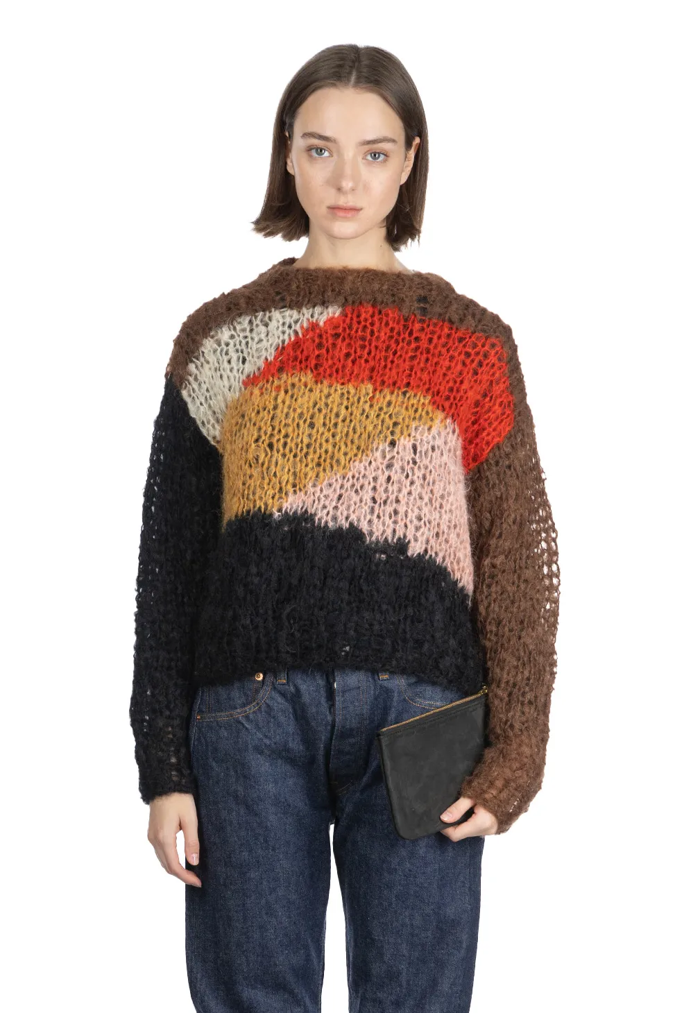 Sale UNUSED Mohair and Wool Pullover - Women - Brown Multi