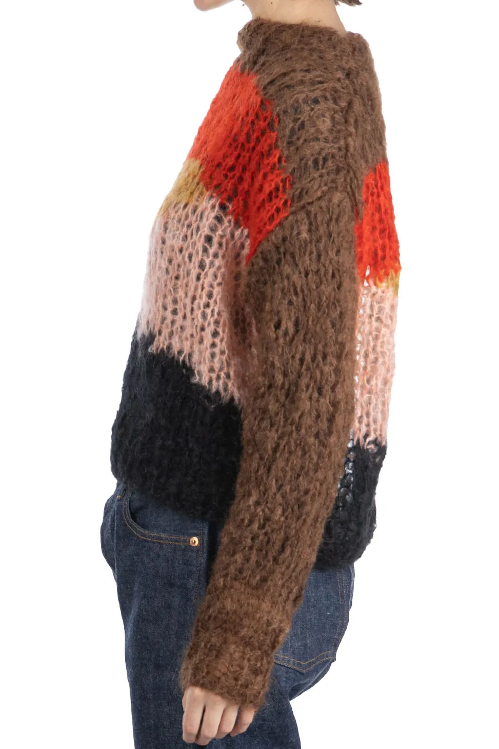 Sale UNUSED Mohair and Wool Pullover - Women - Brown Multi
