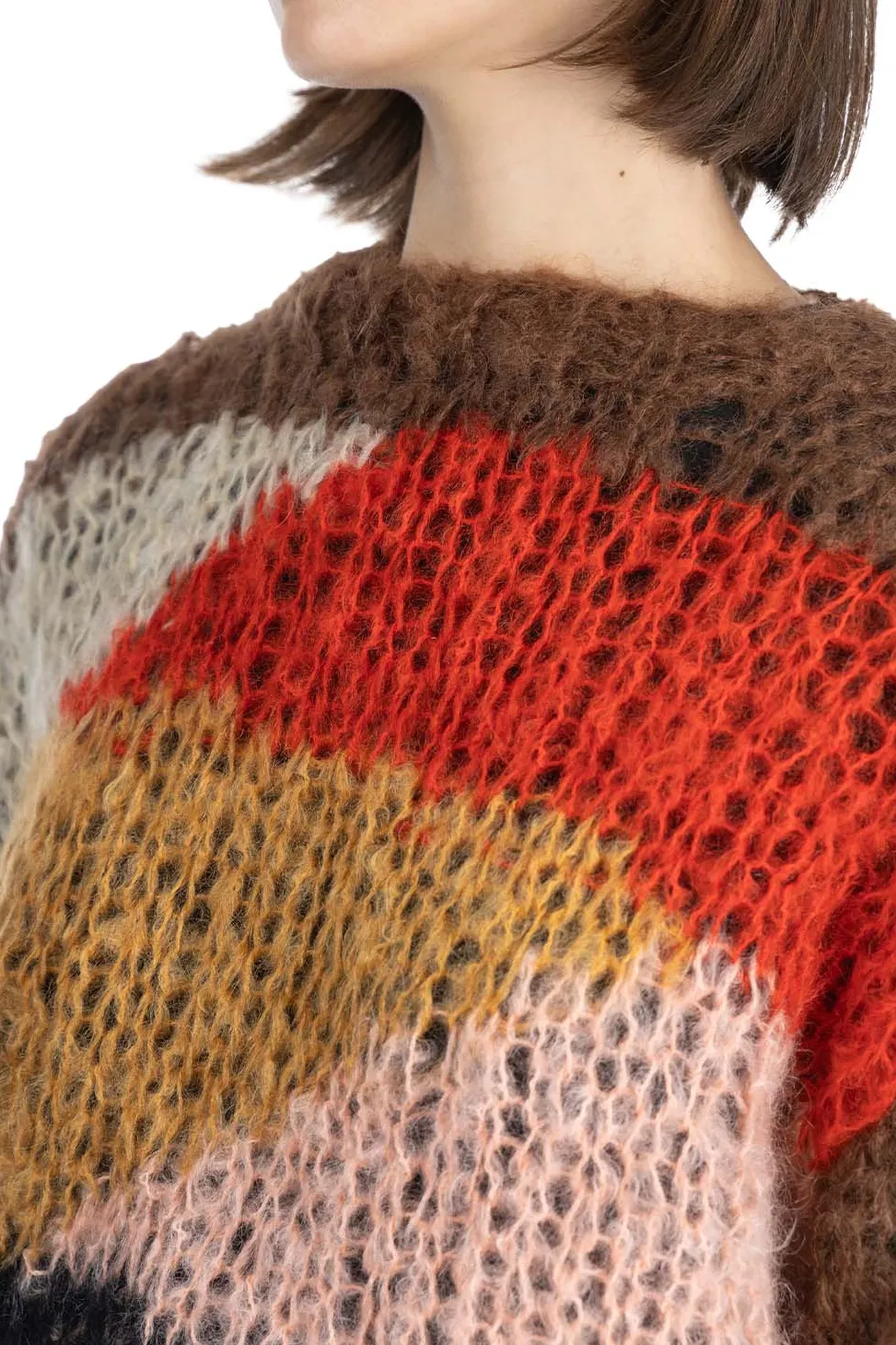 Sale UNUSED Mohair and Wool Pullover - Women - Brown Multi