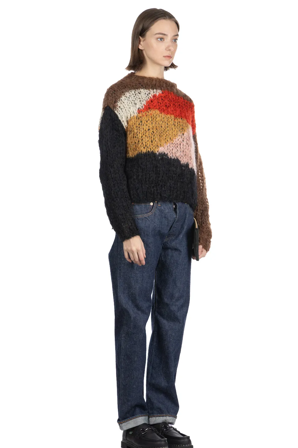 Sale UNUSED Mohair and Wool Pullover - Women - Brown Multi