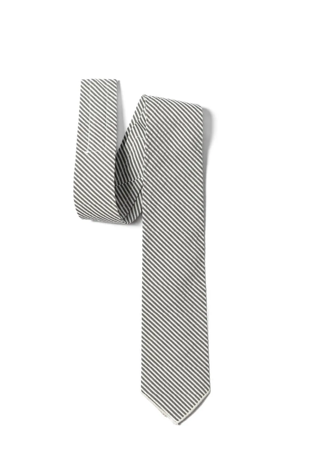 Online Engineered Garments Neck Tie - Navy Cotton Seersucker Stripe