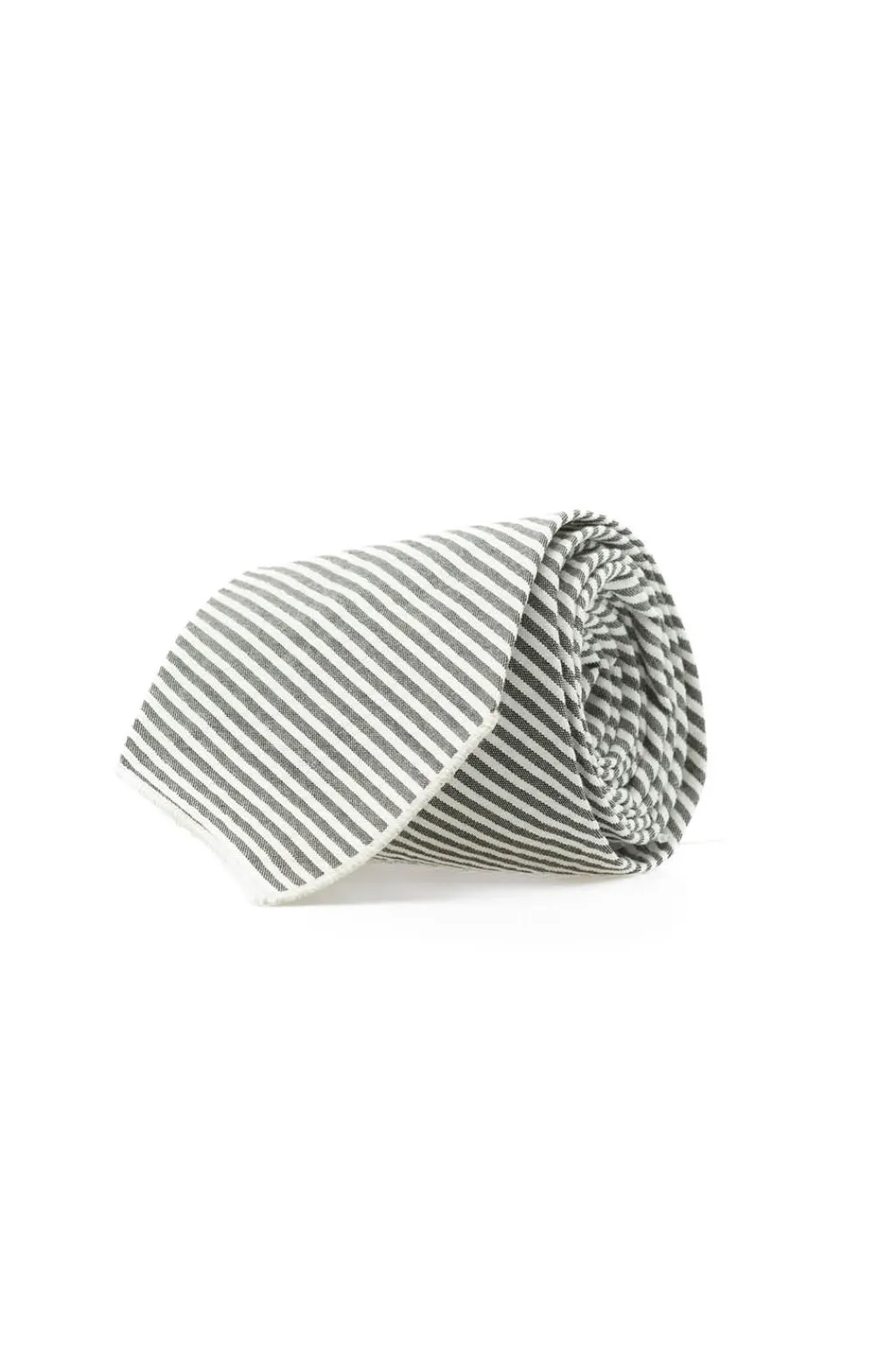 Online Engineered Garments Neck Tie - Navy Cotton Seersucker Stripe