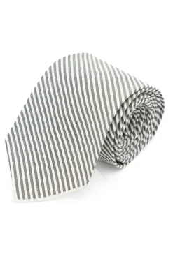Online Engineered Garments Neck Tie - Navy Cotton Seersucker Stripe