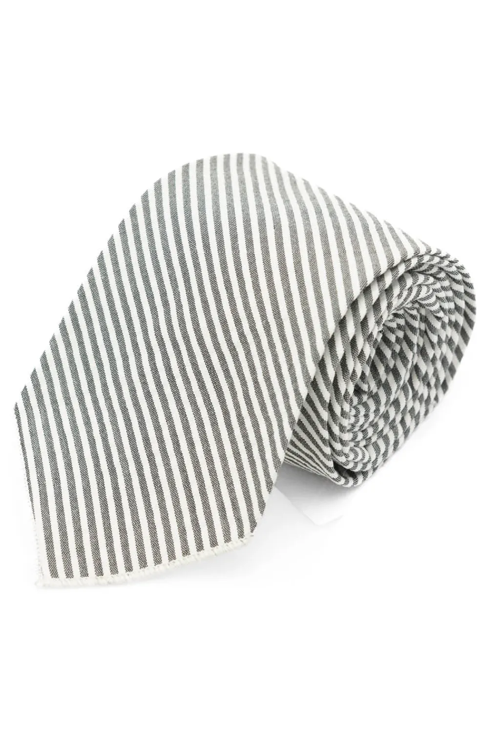 Online Engineered Garments Neck Tie - Navy Cotton Seersucker Stripe
