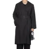Fashion YLEVE Nylon Cotton Linen Taffeta Coat - Black