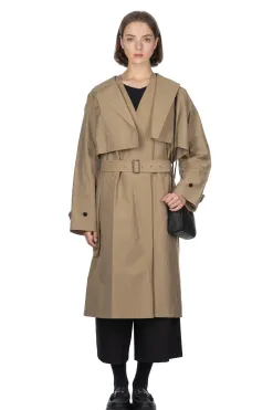 Hot YLEVE Nylon Cotton Linen Taffeta Coat - Khaki