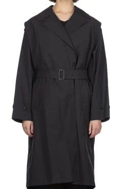Fashion YLEVE Nylon Cotton Linen Taffeta Coat - Black