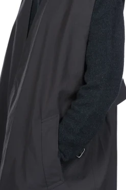 Fashion YLEVE Nylon Cotton Linen Taffeta Coat - Black