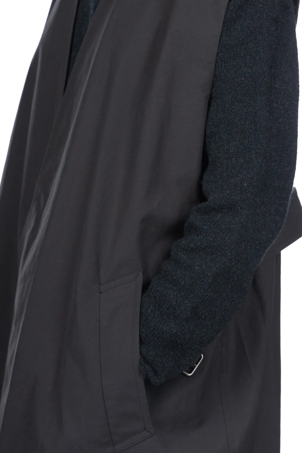 Fashion YLEVE Nylon Cotton Linen Taffeta Coat - Black