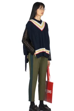 Clearance Comme Des Garcons TAO Nylon Poly Double Face Bottom - Khaki x Green