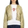 Hot Kapital Nylon Quilting Dip-Dye Lining Cropped Bolero - Khaki