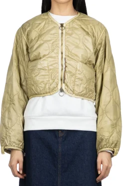 Hot Kapital Nylon Quilting Dip-Dye Lining Cropped Bolero - Khaki