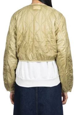 Hot Kapital Nylon Quilting Dip-Dye Lining Cropped Bolero - Khaki