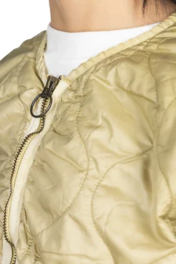 Hot Kapital Nylon Quilting Dip-Dye Lining Cropped Bolero - Khaki