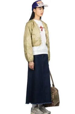 Hot Kapital Nylon Quilting Dip-Dye Lining Cropped Bolero - Khaki