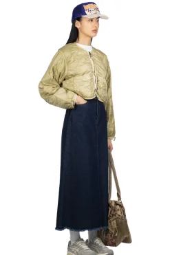 Hot Kapital Nylon Quilting Dip-Dye Lining Cropped Bolero - Khaki