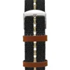 Fashion KUOE Watch Nylon Strap - Black x Beige - Silver Buckle - 18mm