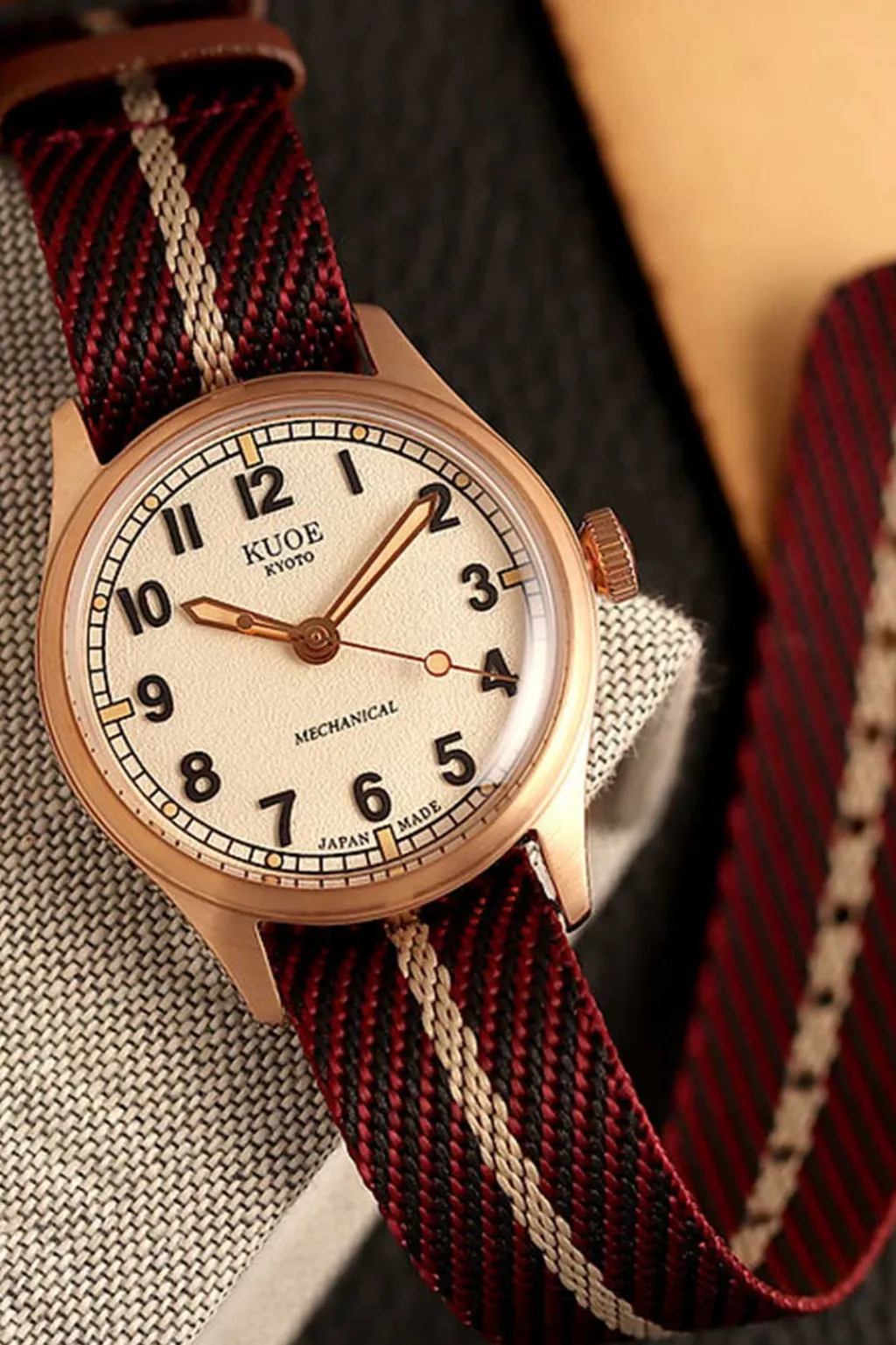 Hot KUOE Watch Nylon Strap - Red x Beige