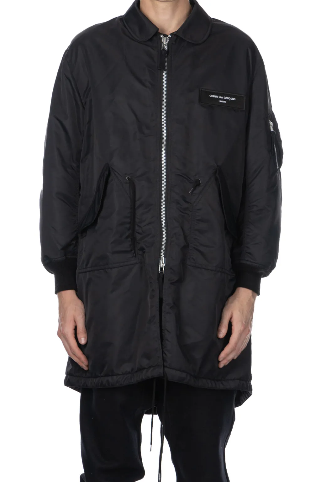 Fashion Comme Des Garcons Homme Nylon Twill Long Coat - Black