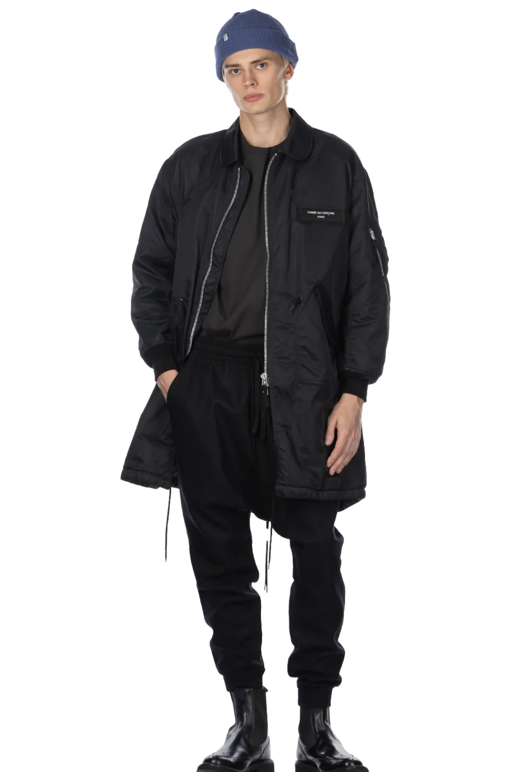 Fashion Comme Des Garcons Homme Nylon Twill Long Coat - Black