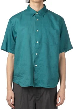 Best Manual Alphabet OD Linen Loose Fit SS Shirt - Green