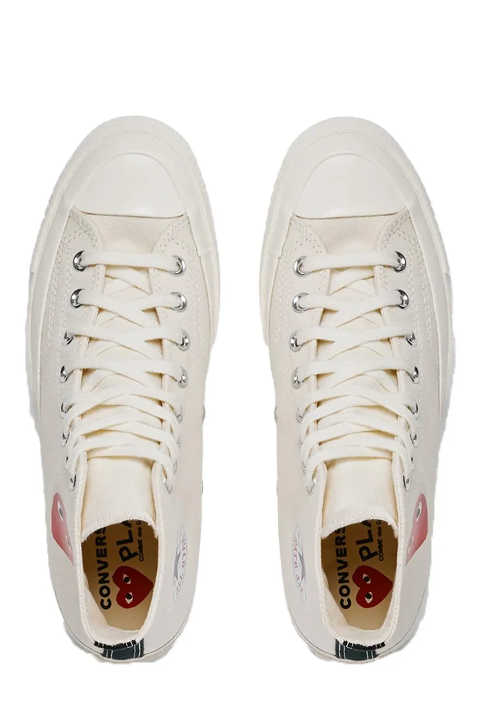 Sale Comme Des Garcons Play Off White Converse - Small Heart Chuck 70 High Sneakers