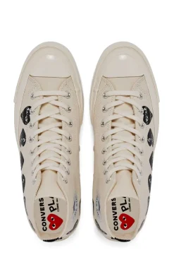 Fashion Comme Des Garcons Play Off-White Converse -Multiple Black Hearts Chuck 70 High Sneakers