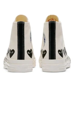 Fashion Comme Des Garcons Play Off-White Converse -Multiple Black Hearts Chuck 70 High Sneakers