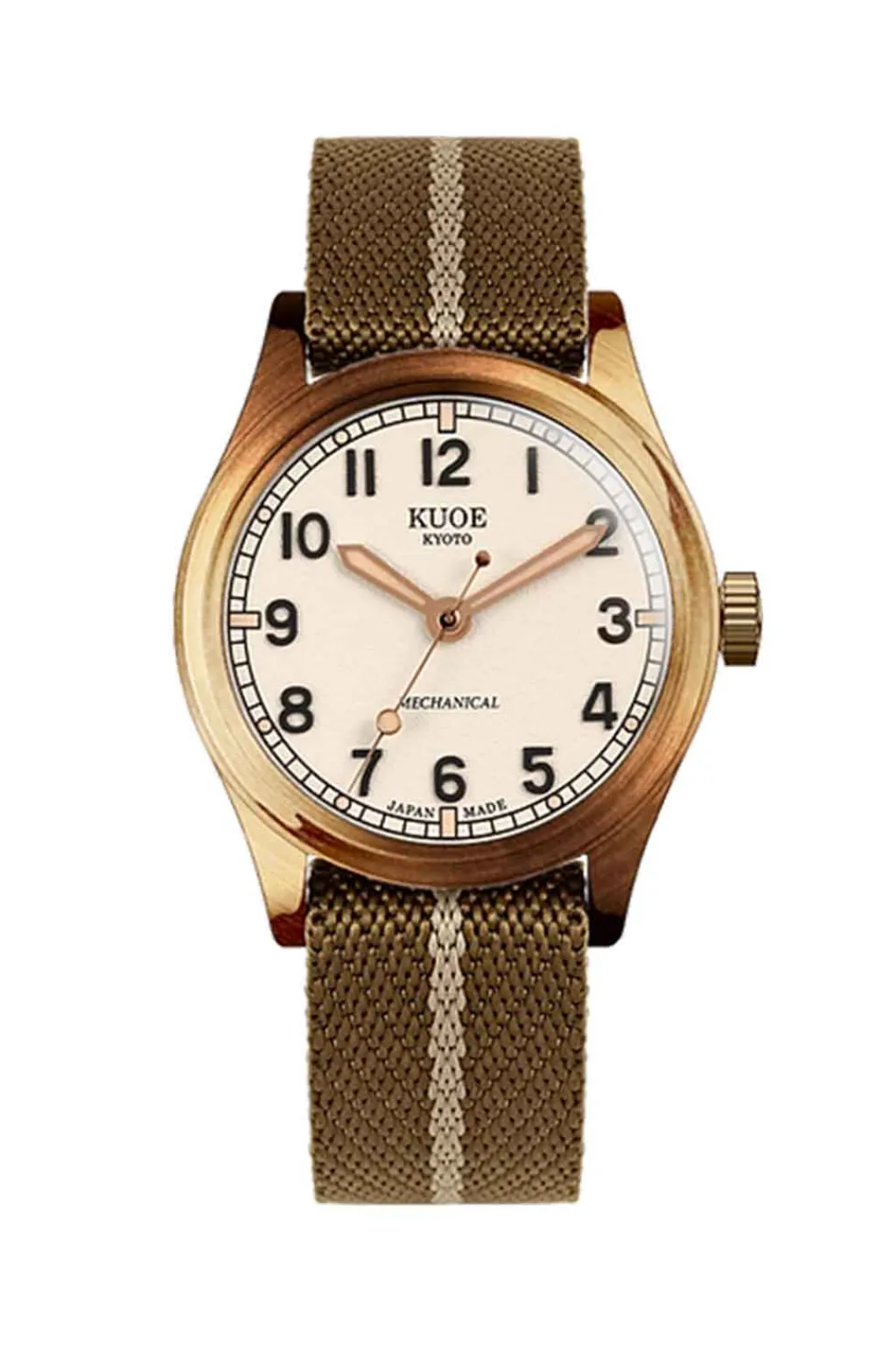 Hot KUOE Watch OLD SMITH 90-002 - 38mm - Bronze Case Black Dial - Khaki Beige