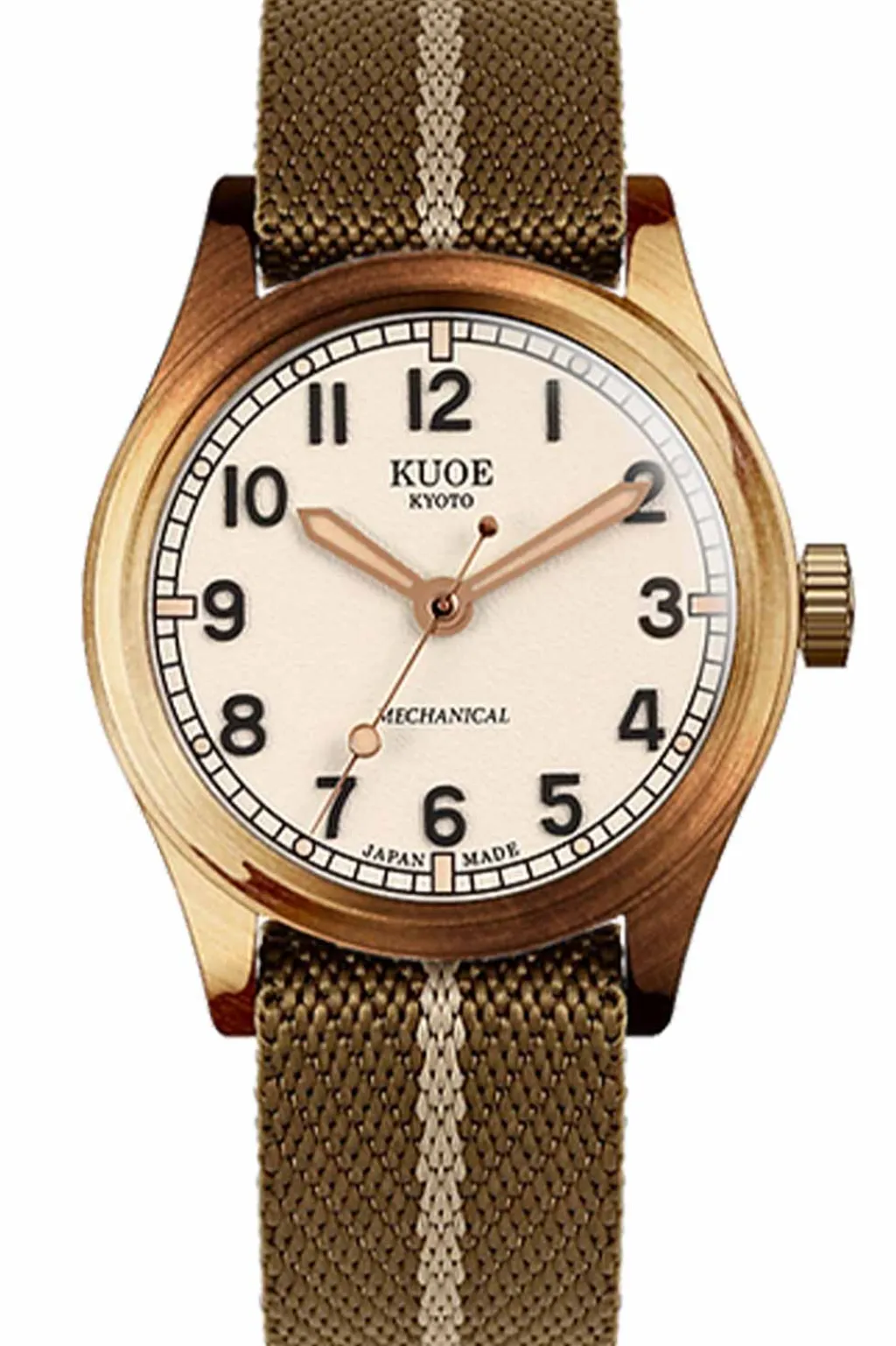 Hot KUOE Watch OLD SMITH 90-002 - 38mm - Bronze Case Black Dial - Khaki Beige