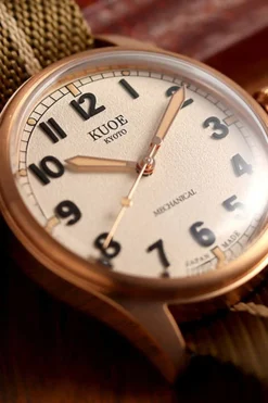 Hot KUOE Watch OLD SMITH 90-002 - 38mm - Bronze Case Black Dial - Khaki Beige