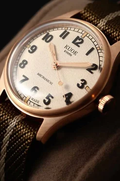 Hot KUOE Watch OLD SMITH 90-002 - 38mm - Bronze Case Black Dial - Khaki Beige